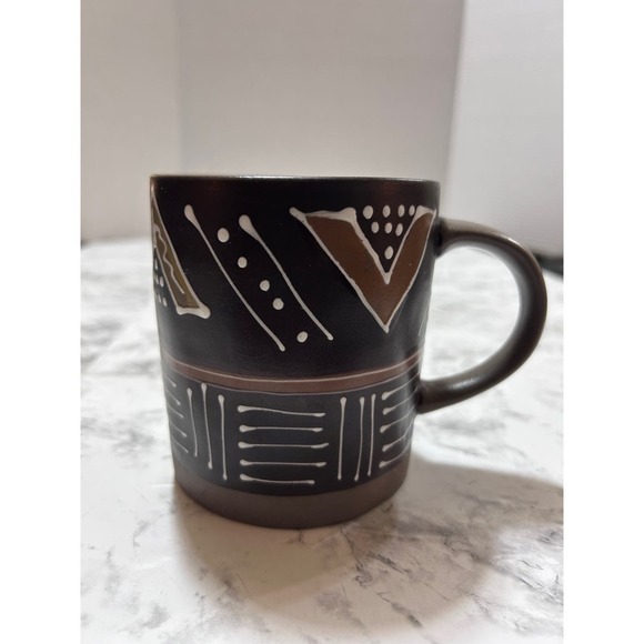 The Broken Arrow Hand Paint Coffee Mug 3.9" Brown Artsy Bohemian Cup Kitchenware - Picture 1 of 6